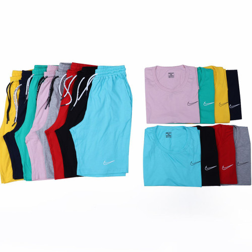 ست ورزشی مردانه شلوارک و رکابی حلقه ای نخی طرح نایک