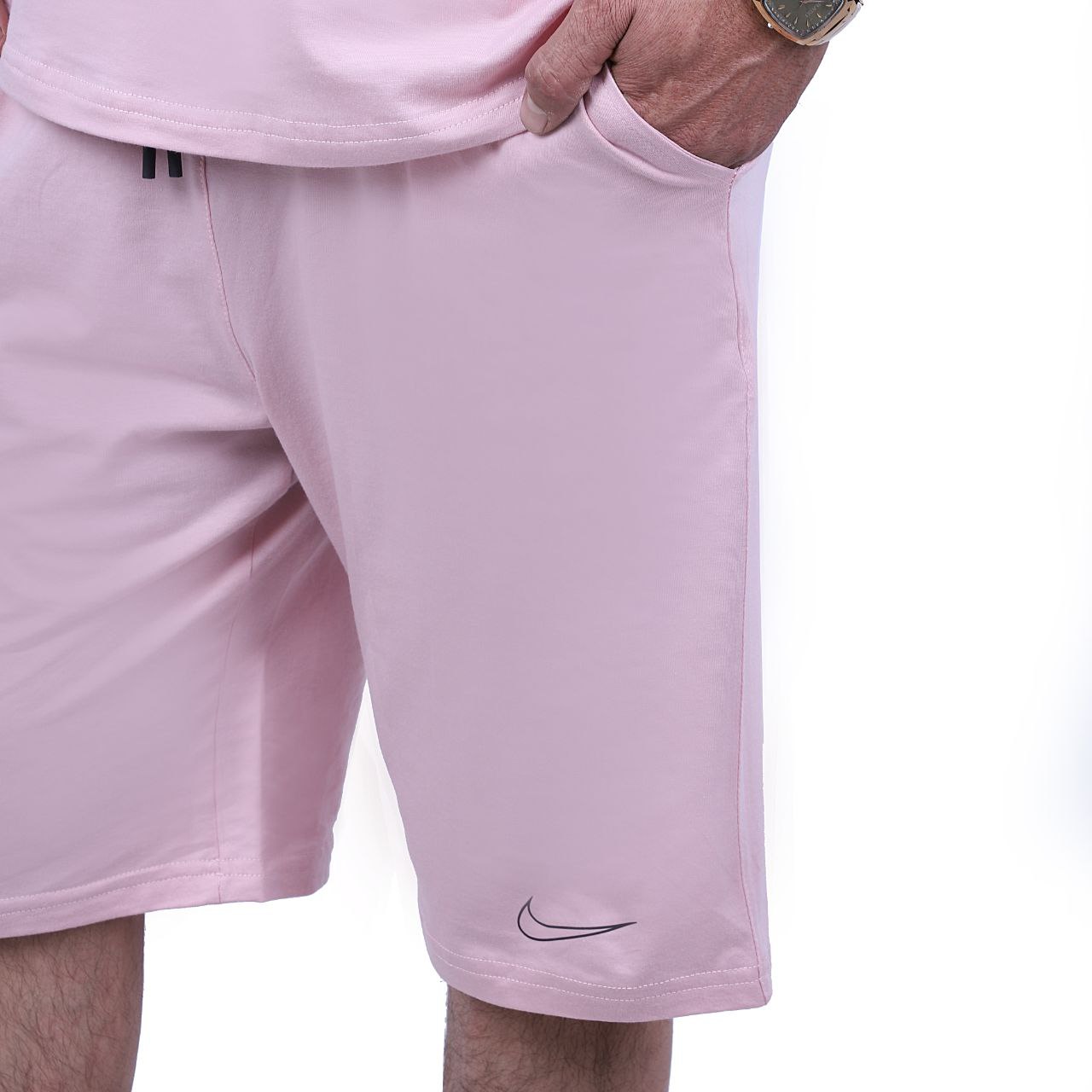 ست ورزشی مردانه شلوارک و رکابی حلقه ای نخی طرح نایک