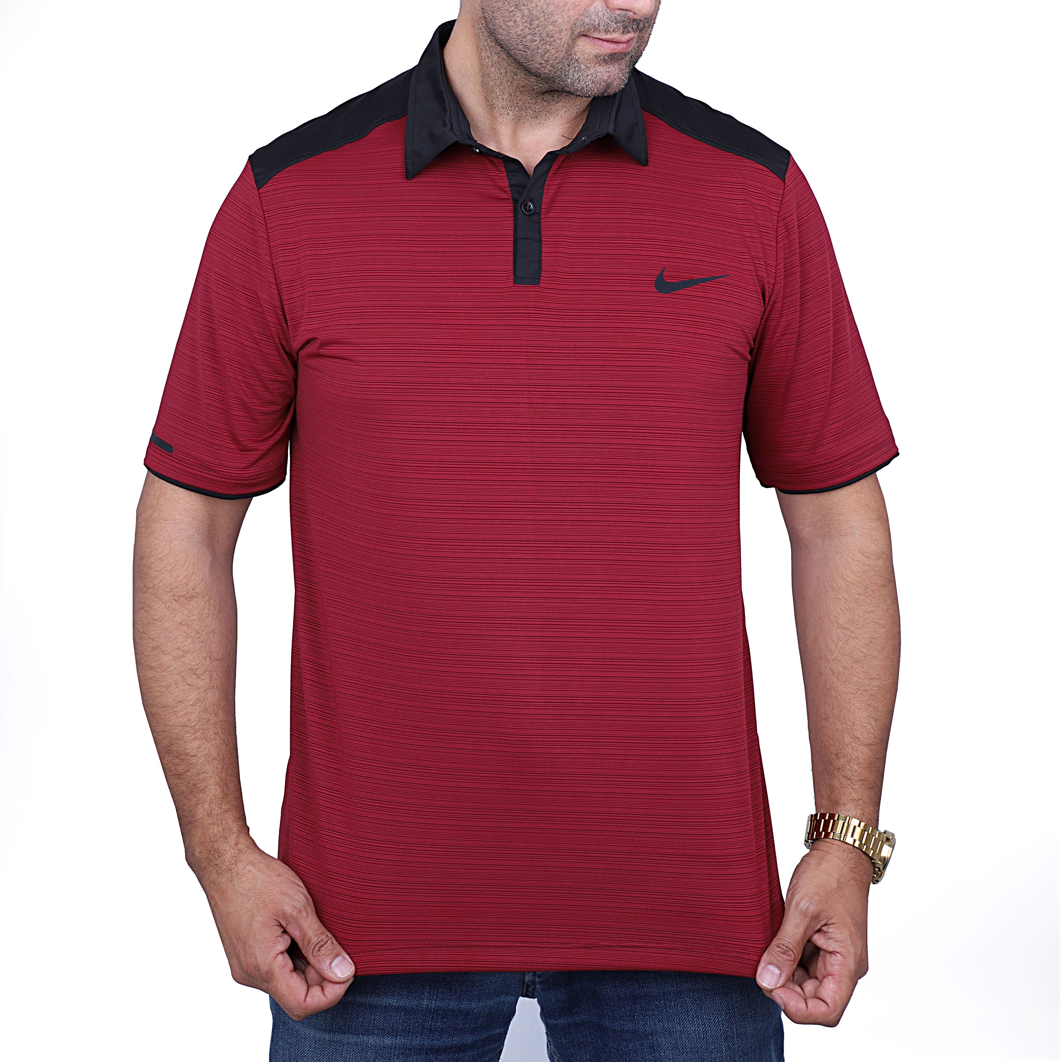 تیشرت مردانه میراژ یقه دار طرح نایک