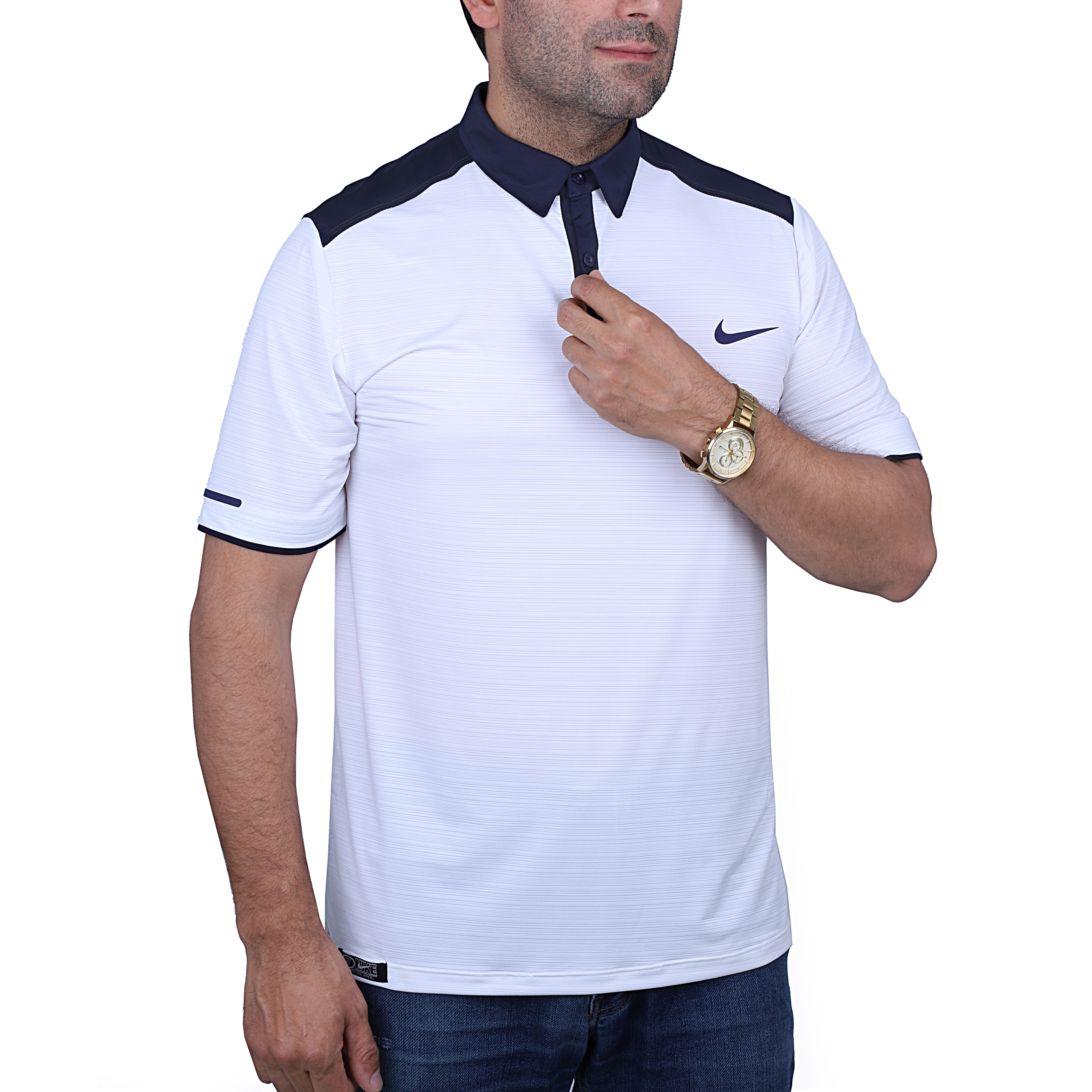 تیشرت مردانه میراژ یقه دار طرح نایک