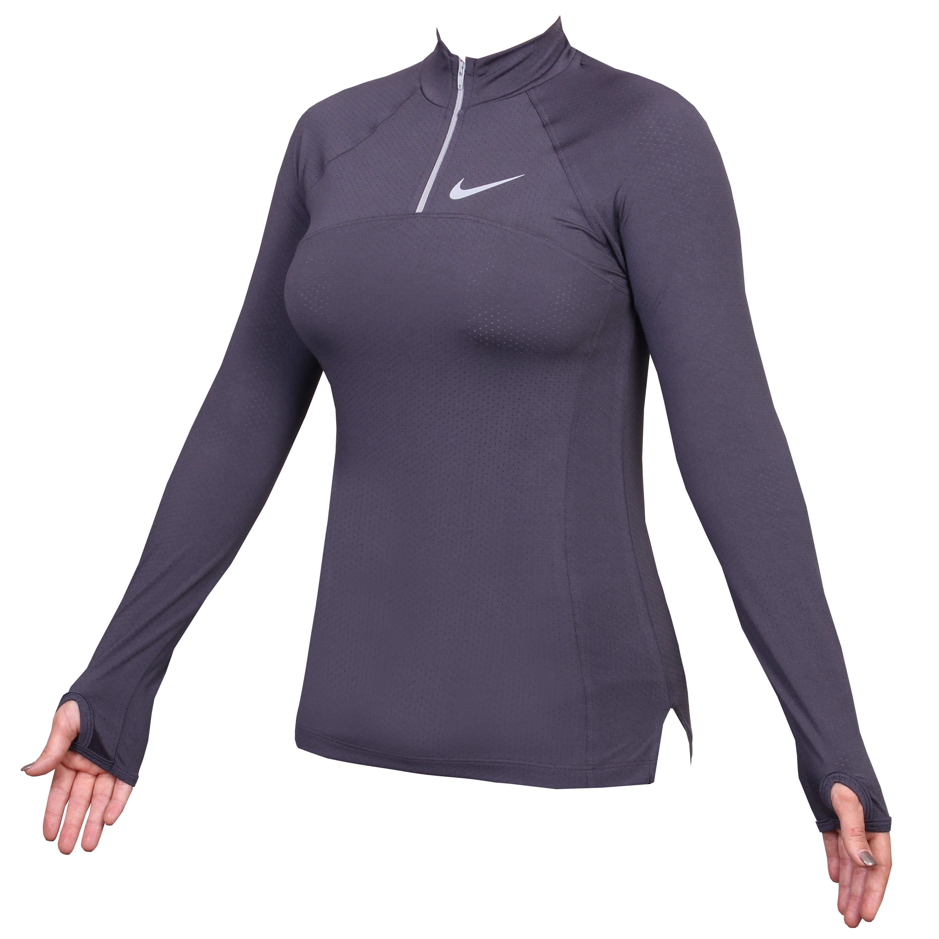 تیشرت زنانه نیم زیپ آستین بلند سوزنی